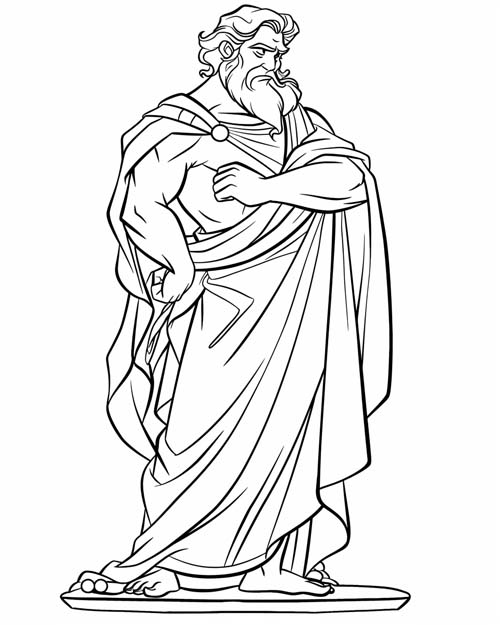 coloring page of olympic judge in ancient greece