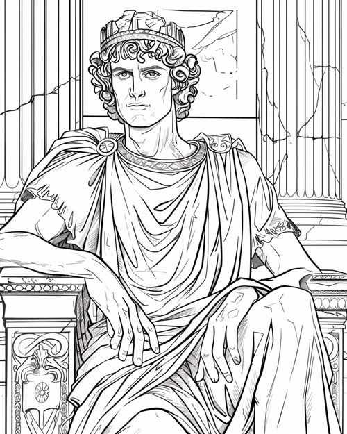 coloring page of the king of Elis in ancient greece
