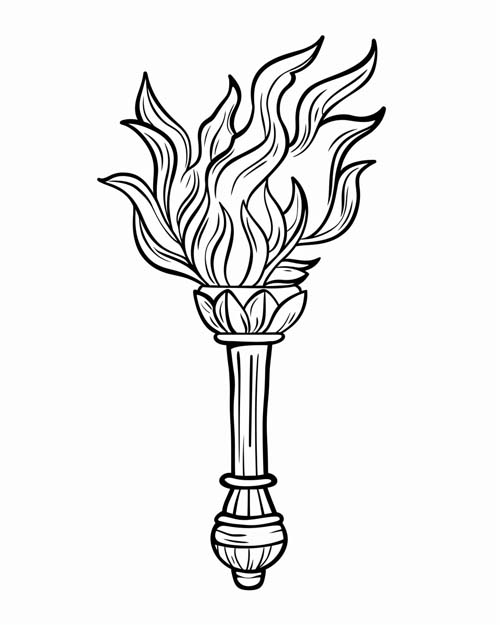 coloring page of an Olympic torch