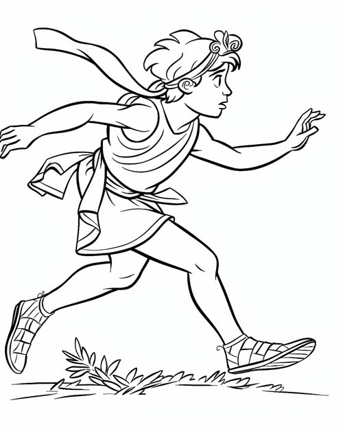 coloring page of olympic runner in ancient greece