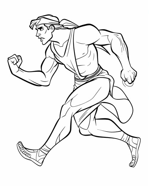 coloring page of olympic sprinter in ancient greece