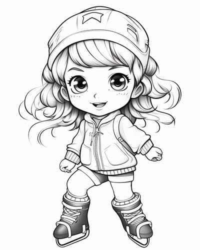 girl skating coloring page