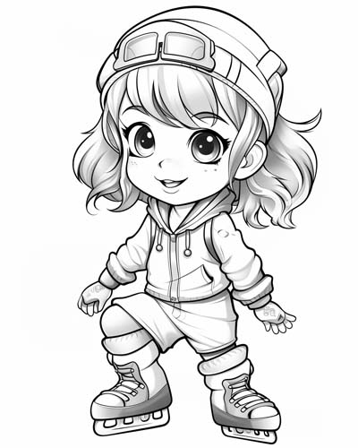 girl skating coloring page
