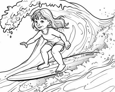 coloring page of catching a wave