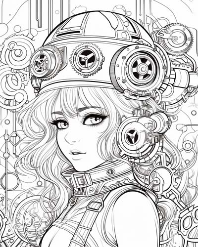 Steampunk woman with helmet