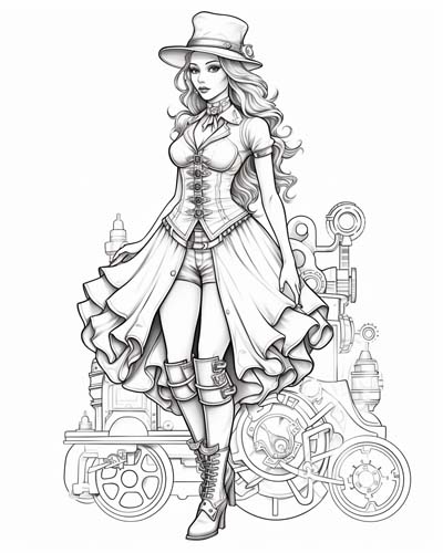 Steampunk woman with corset-dress