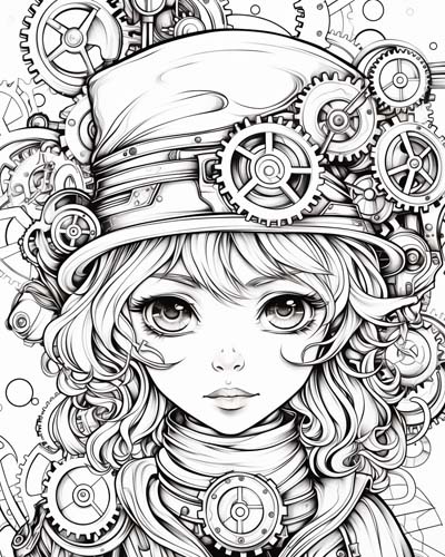 Steampunk girl with gears