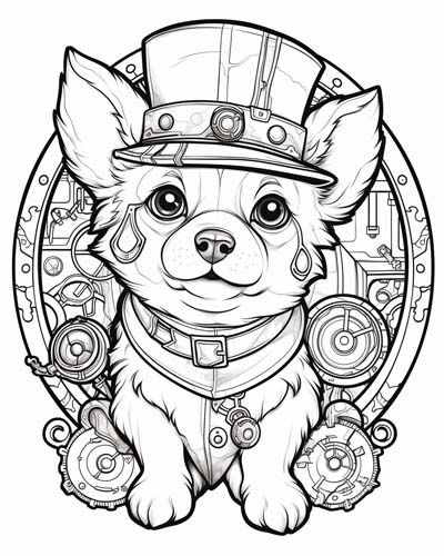 Cogwheel dog coloring page