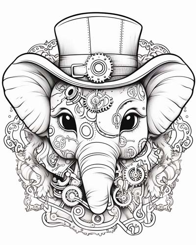 Cogwheel elephant coloring page