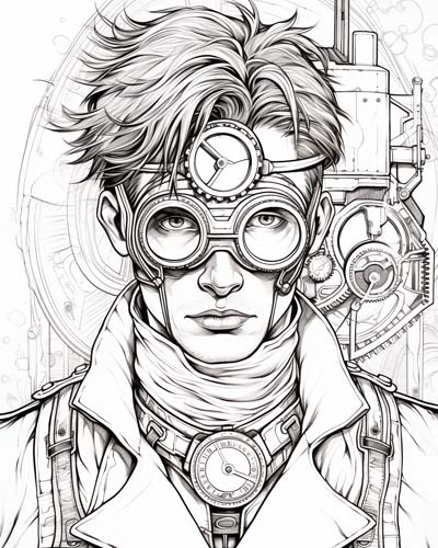 Steampunk man with goggles