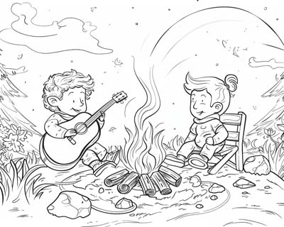 campfire song coloring page