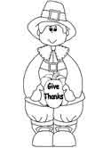 Thanksgiving pilgrim coloring page