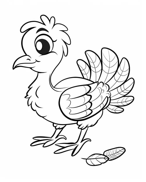 coloring page of a little turkey