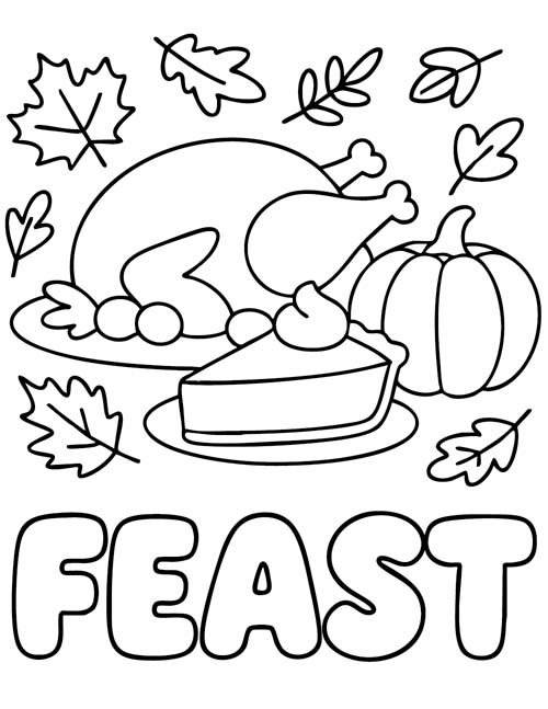 simple vocabulary word coloring page - FEAST
