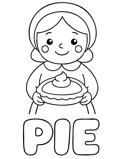 simple vocabulary word coloring page - PIE