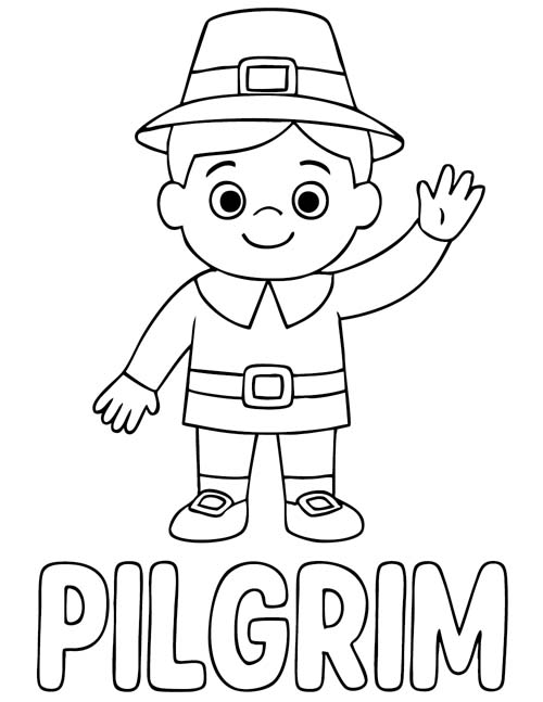 labeled pilgrim boy coloring page