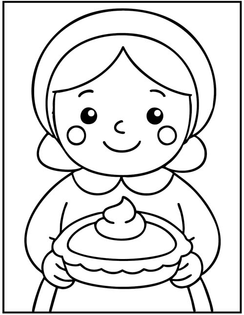 simple coloring page of a pumpkin pie