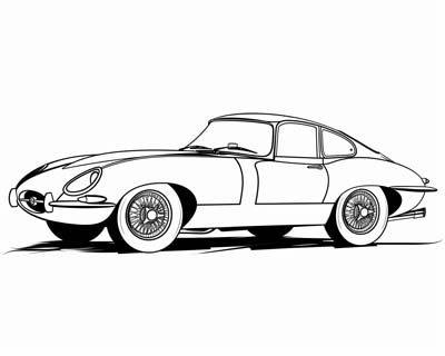 jaguar e type coloring page