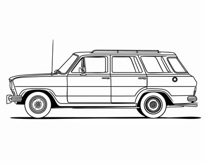 station wagon coloring page
