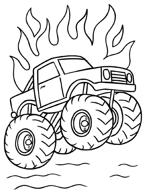 simple monster truck coloring page