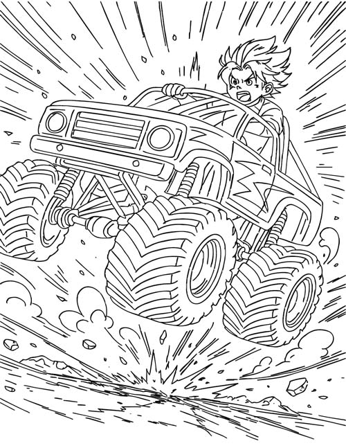 Driver and Monster Truck Coloring Page