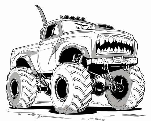 Monster Truck with Broken Teeth Coloring Page