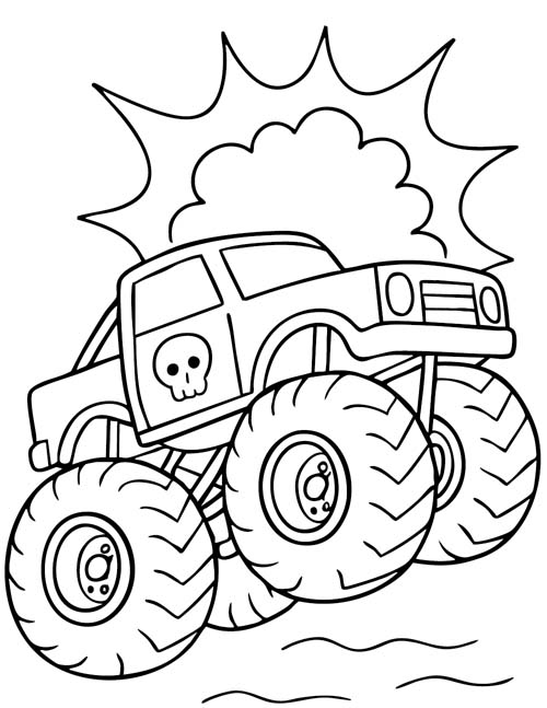 Skull Monster Truck Coloring Page