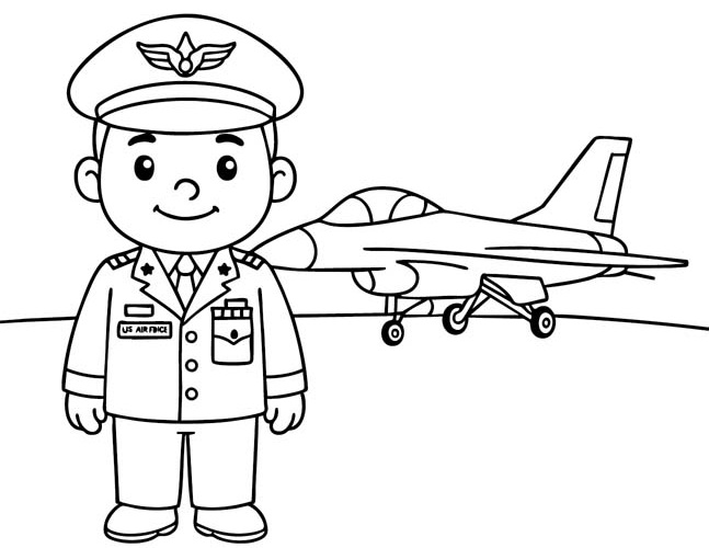 coloring page of a air force officer