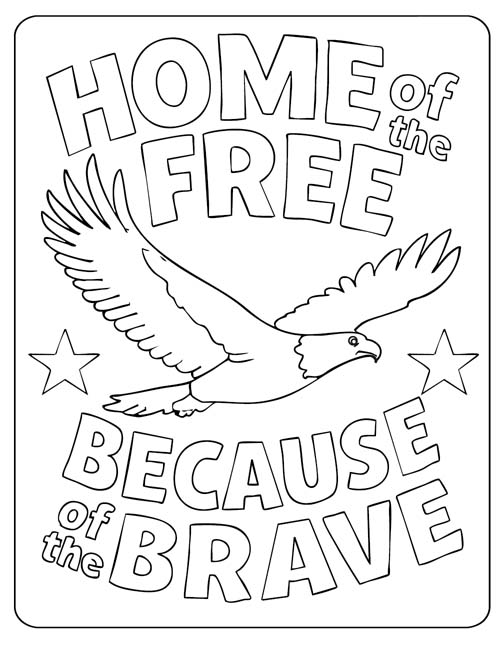 word art coloring page - Home of the Free, Because of the Brave