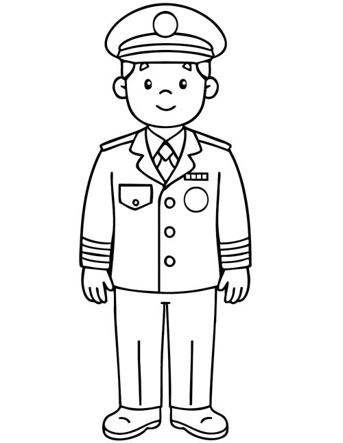 coloring page of a coast guard officer