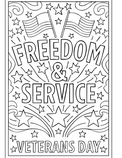 word art coloring page - Freedom and Service