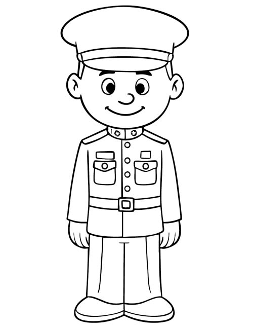 preschool coloring page of a US marine