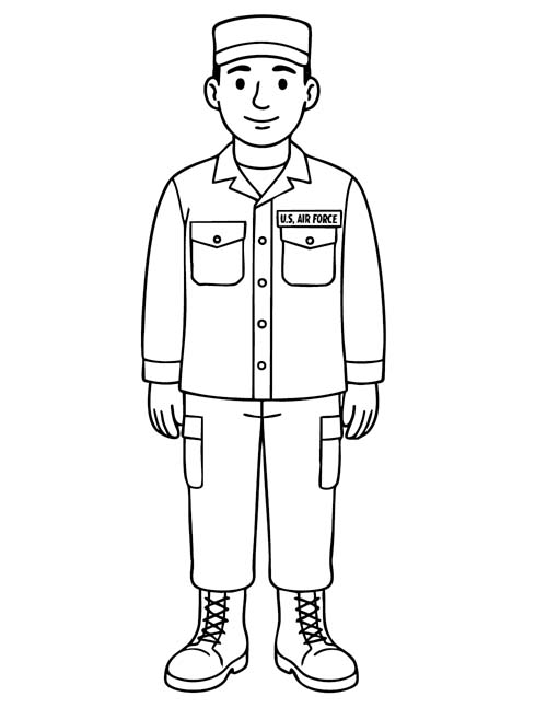 US air force service member coloring page