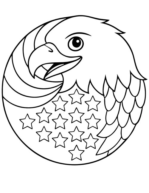 artistic American bald eagle coloring page
