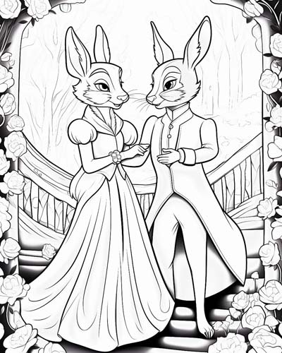 bunny couple coloring page