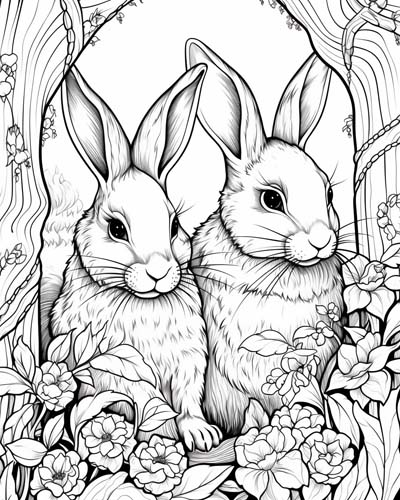 bunny couple coloring page