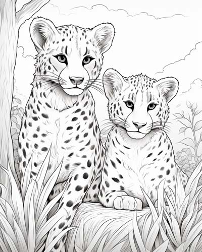 Cheetah couple coloring page