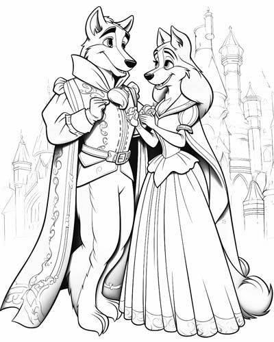 dog couple coloring page