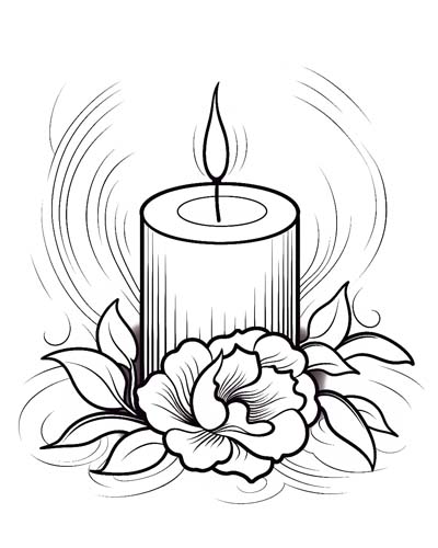 Valentine's Day candle coloring pages
