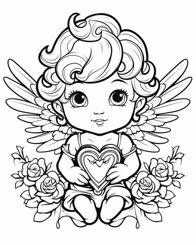 cute cupid coloring page