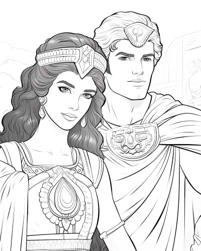 Cleopatra and Marc Antony coloring page