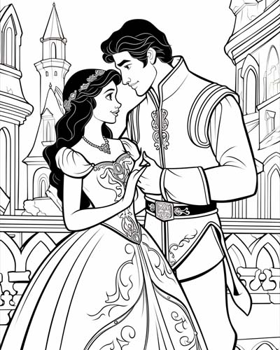 Fairy tale love stories coloring page