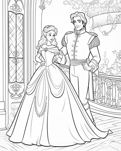 Formal, noble couple coloring page