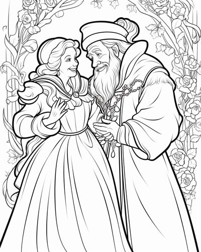 elderly couple coloring page