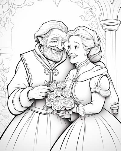 elderly couple coloring page