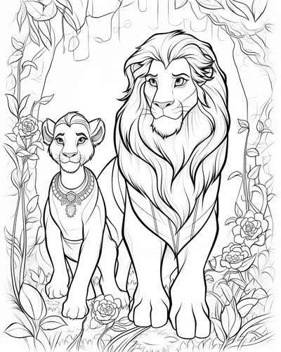 Jasmine and Aladdin coloring page