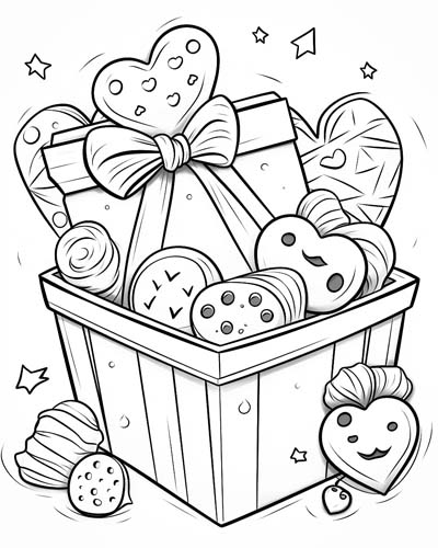 Basket of treats coloring page