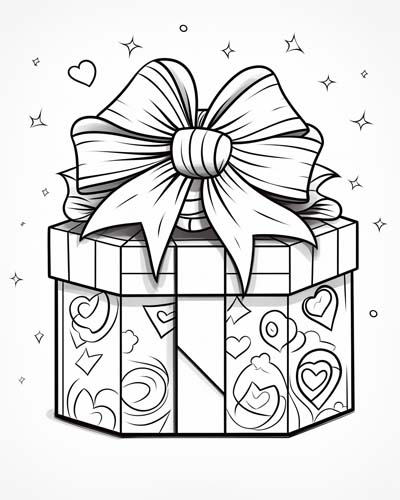 Valentine's Day gift coloring page
