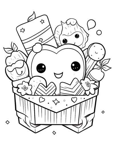 Cute Valentine's Day treats coloring page