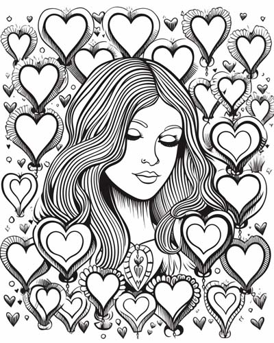 Valentine's Day person surrounded by hearts